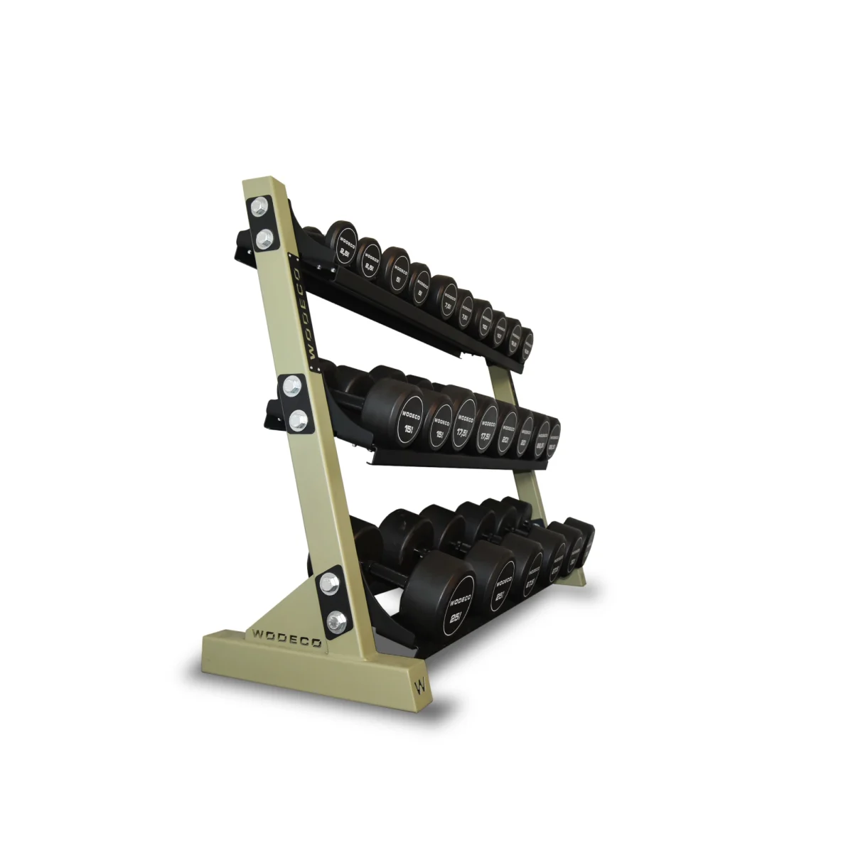 Wodeco Raflı Solid Yuvarlak Dambıl Set - Round Dumbbell & Rack Set - Görsel 2