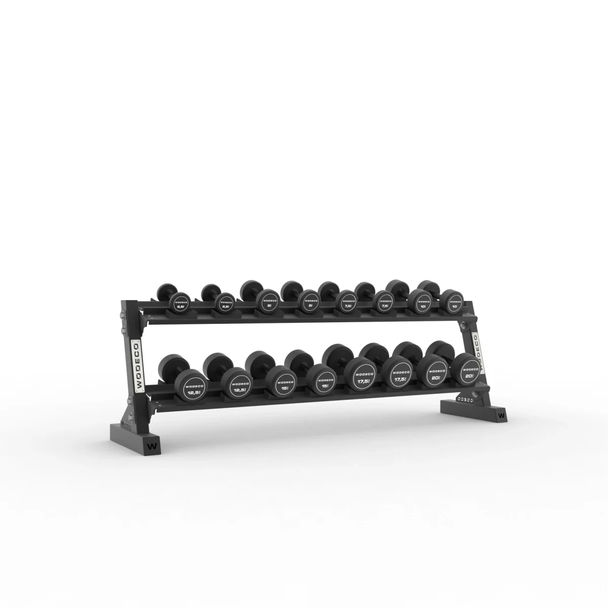 Wodeco Raflı Solid Yuvarlak Dambıl Set - Round Dumbbell & Rack Set - Görsel 3