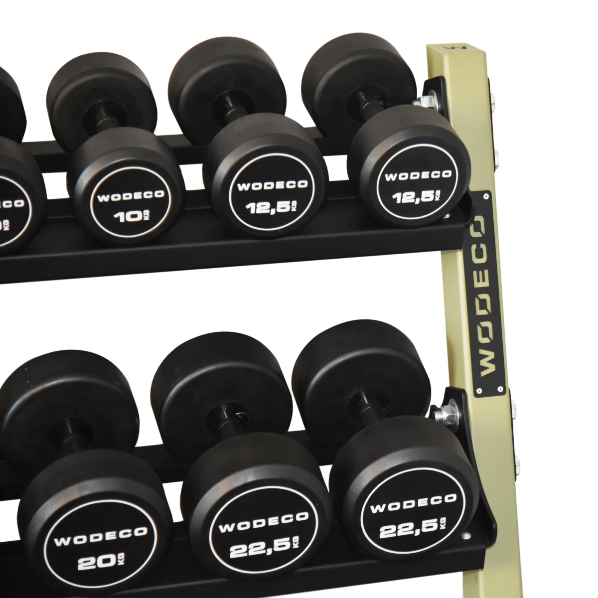 Wodeco Raflı Solid Yuvarlak Dambıl Set - Round Dumbbell & Rack Set - Görsel 3