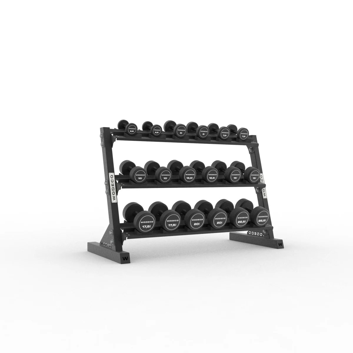 Wodeco Raflı Solid Yuvarlak Dambıl Set - Round Dumbbell & Rack Set - Görsel 2
