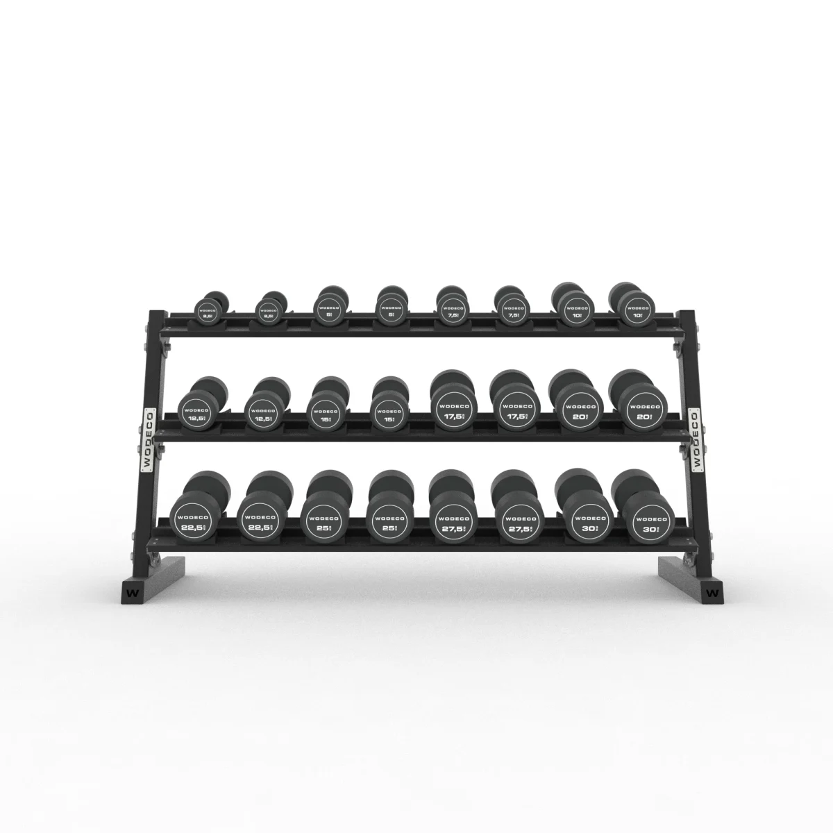 Wodeco Raflı Solid Yuvarlak Dambıl Set - Round Dumbbell & Rack Set - Görsel 2