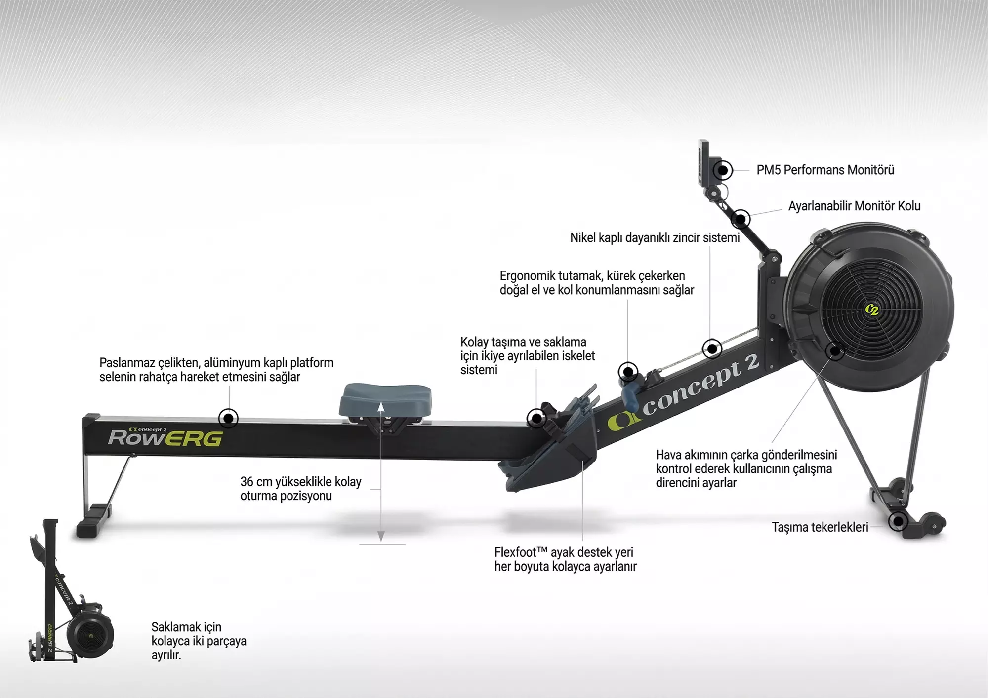 Concept2 RowErg Kürek Kondisyon Ekipmanı - Görsel 3