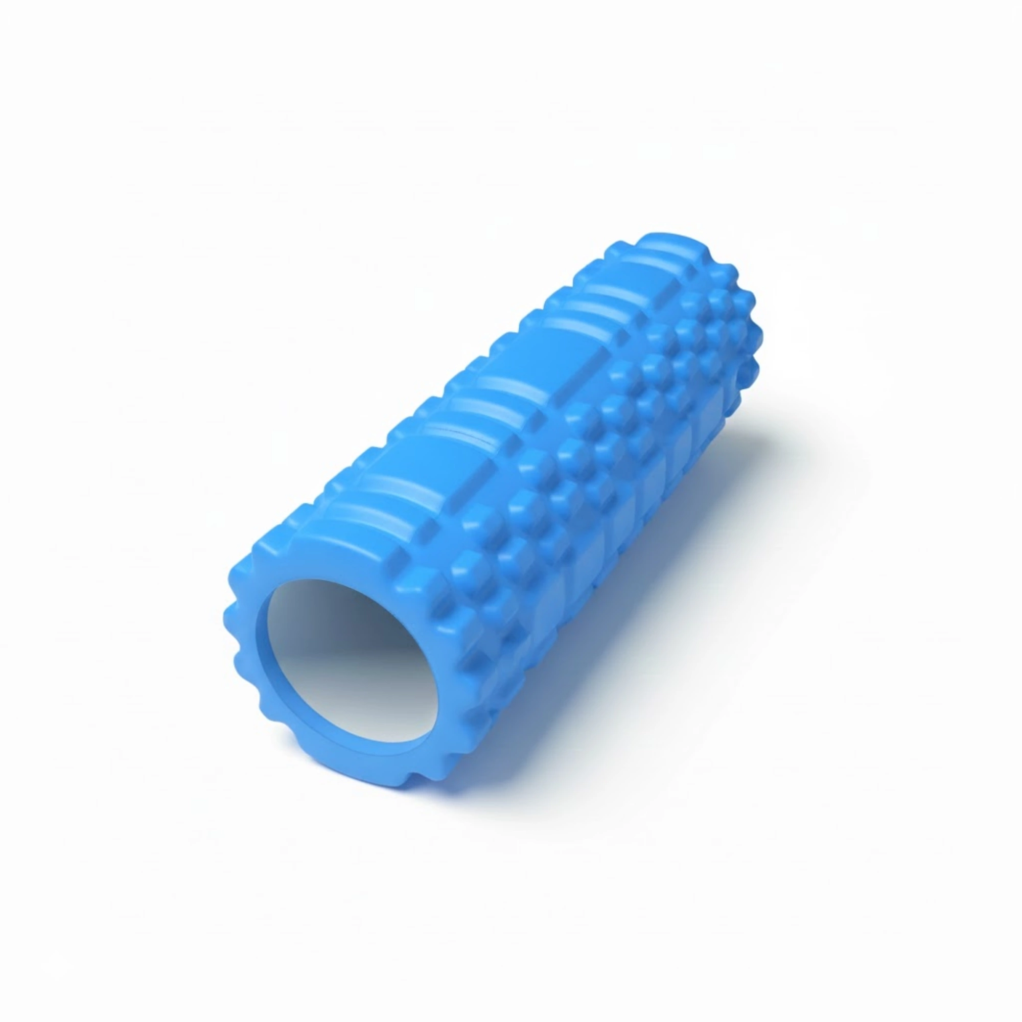 Turkuaz, tırtıklı yüzeyli Foam Roller silindiri detayı. kas masajı için