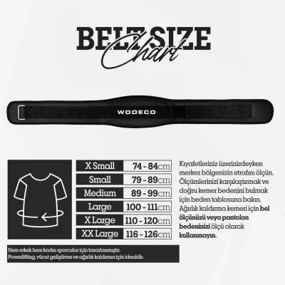 Wodeco Velcro Ağırlık Kemeri Beden Tablosu