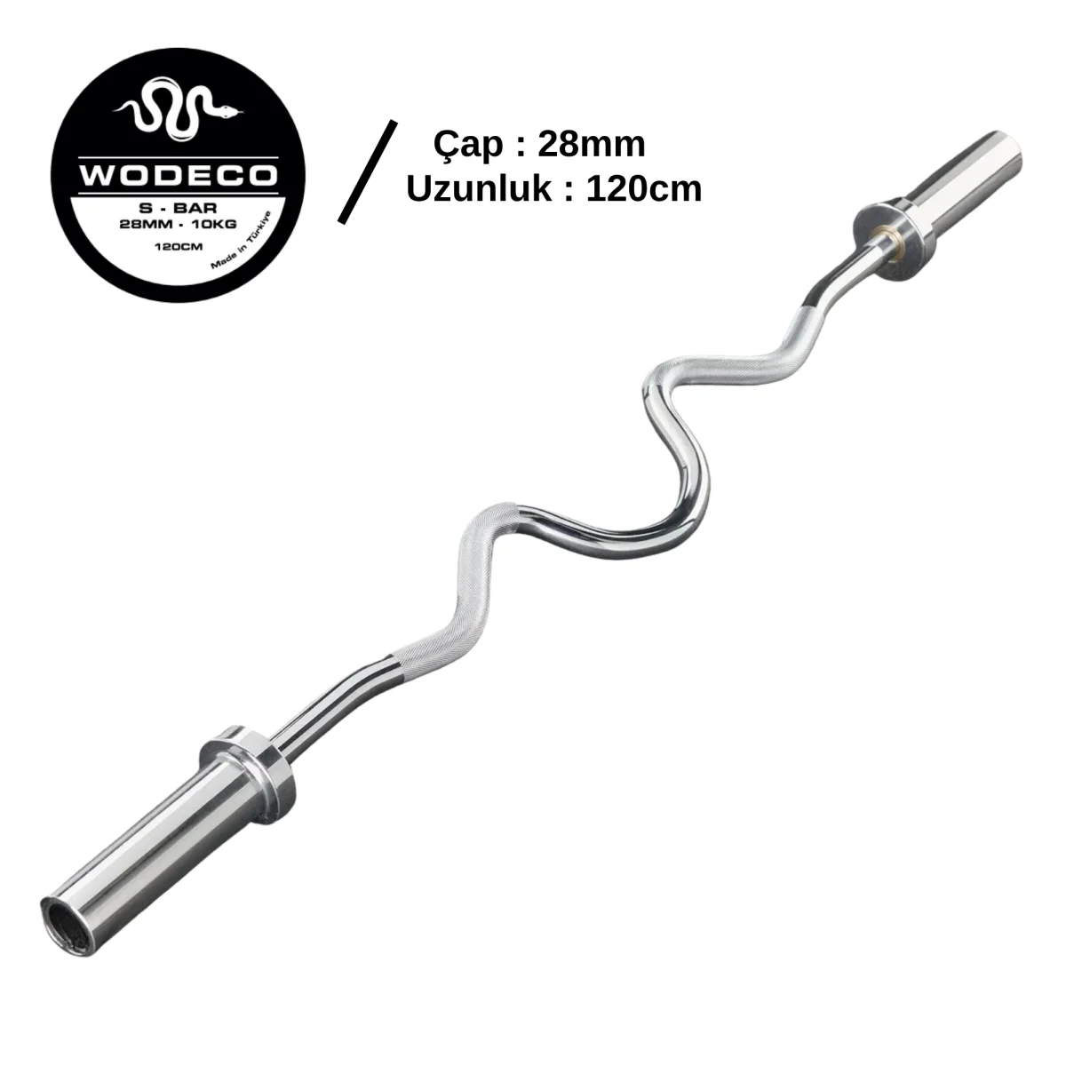 Wodeco Olimpik S Bar - EZ Curl Barbell - 120 Cm / 10 Kg